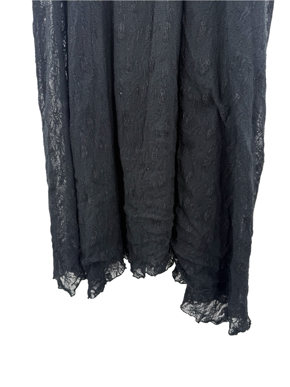 Black Lace Asymmetrical Midi Skirt Dress Sheer Stretch Waist Dark Feminine Goth - Picture 12 of 16